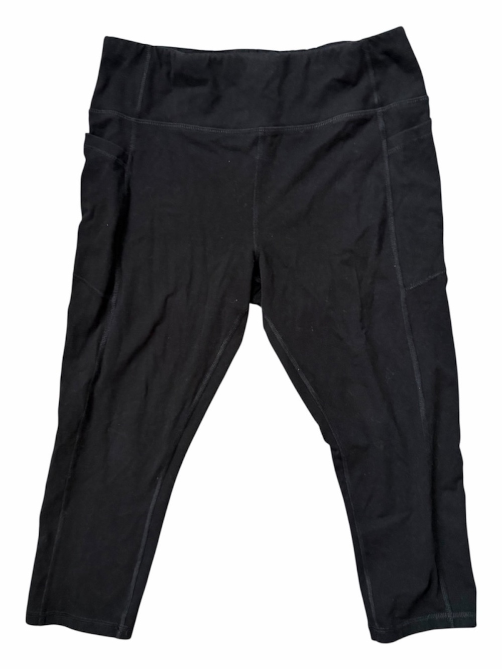 Athletic Works Black High-Rise Capri with Side Pockets Leggings, Size L
